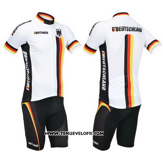 2013 Maillot Ciclismo Allemagne Blanc et Noir Manches Courtes et Cuissard